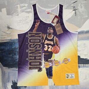 NBA Mitchell & Ness Magic Johnson Behind the Back Lakers Tank Jersey Size Large